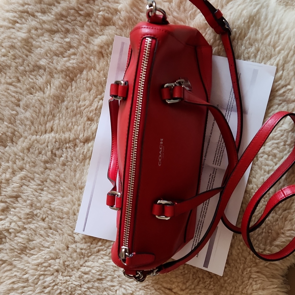 NWOT Coach Saffiano Small Red Leather Satchel/Crossbody ❤️💄 - Picture 6 of 15